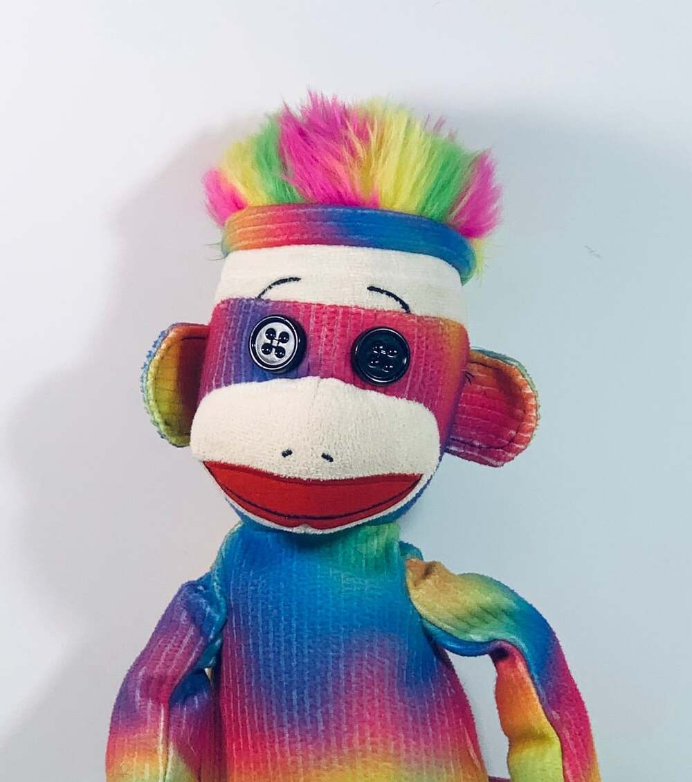 TY Beanie Buddy Rainbow Sock Monkey 17" Bean Bag Plush 2012 Stuffed Animal